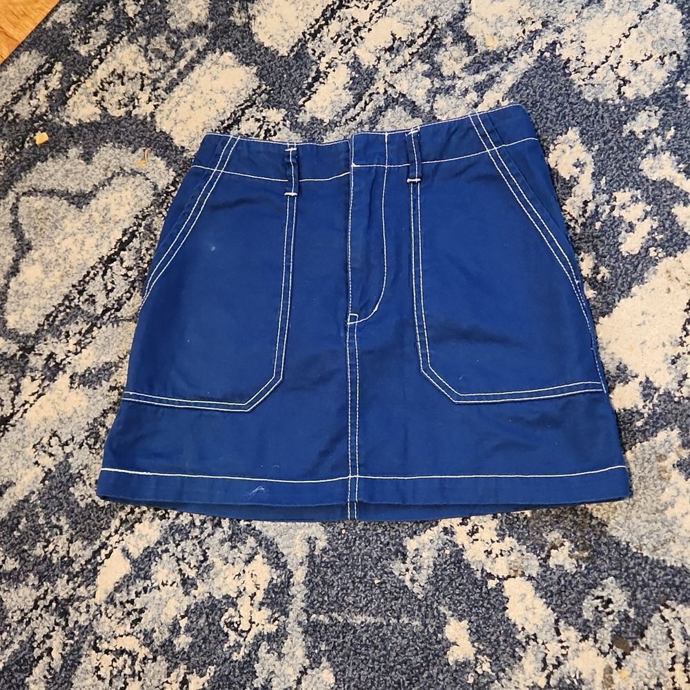 Wild fable xxs skirt 00 skirt blue with white trim 4 pockets short skirt cotton